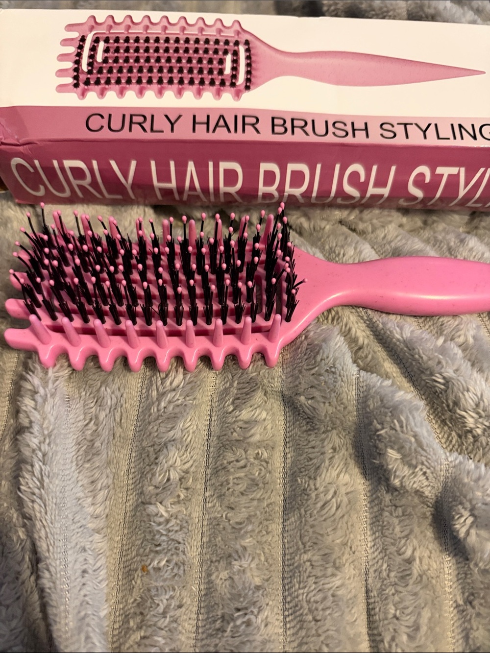 Curly Hair Styling Brush - Pink Comfort Grip